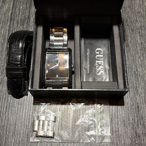 Guess Black Dial Silver Bracelet Watch